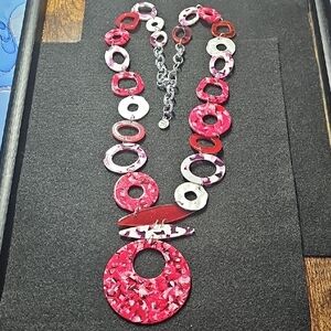 Sassy Jones Vibrant Red and White Necklace